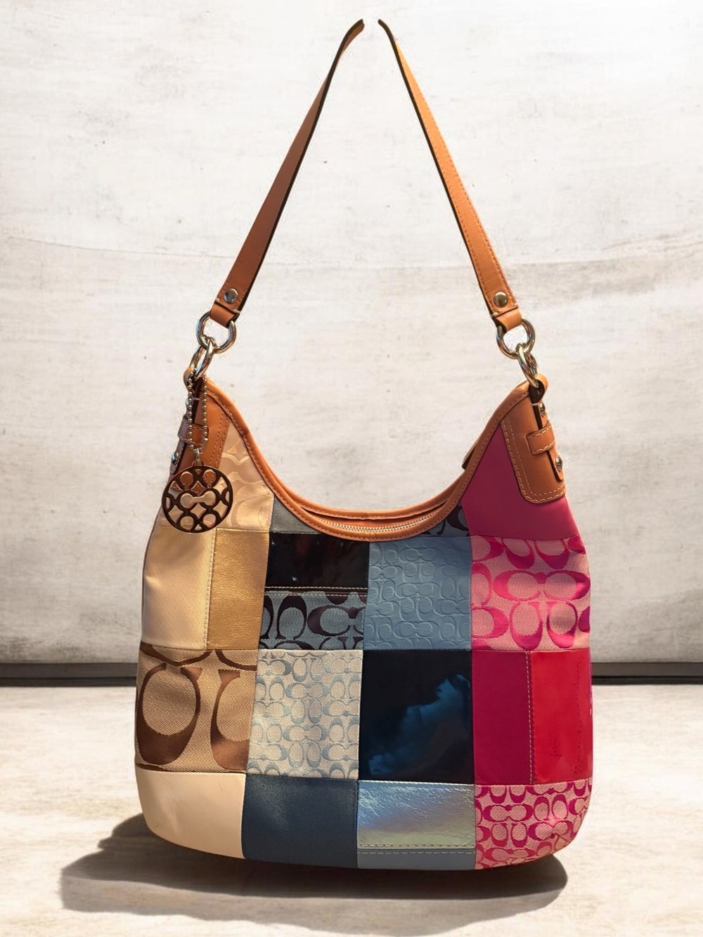Coach Patchwork Signature Hobo Bag in Multicolor F14650